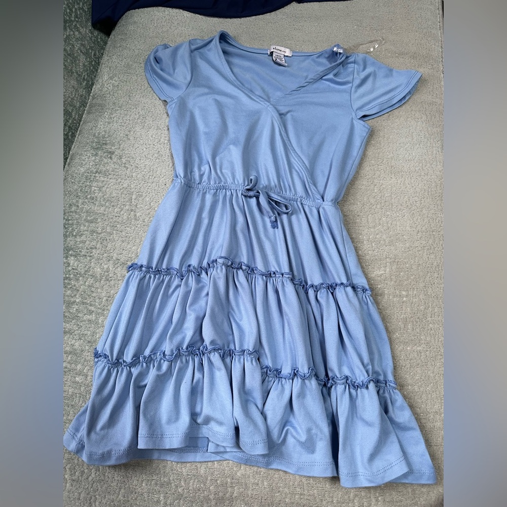 Light Blue Short Sleeve Dress kids 10-12